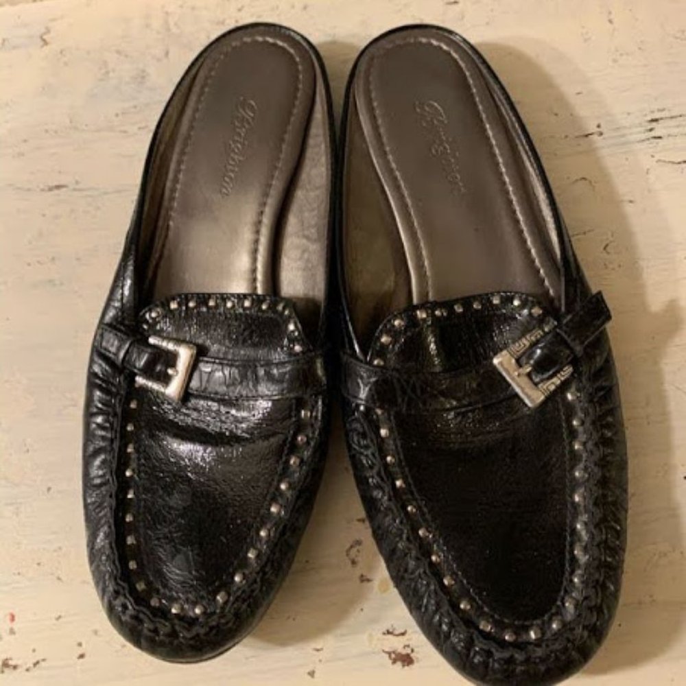 Brighton Black Oxford Slip Ons